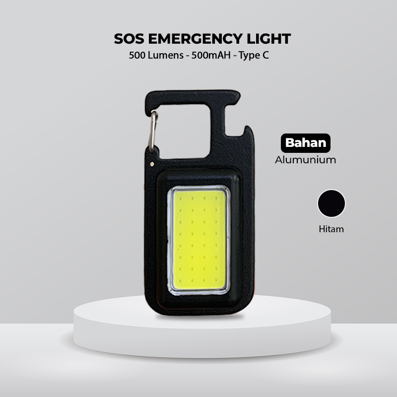 500LM+500MA SOS Emergency Light/Lampu Olahraga Luar Ruangan/Lampu Gantungan Kunci Isi Ulang/Senter Portabel