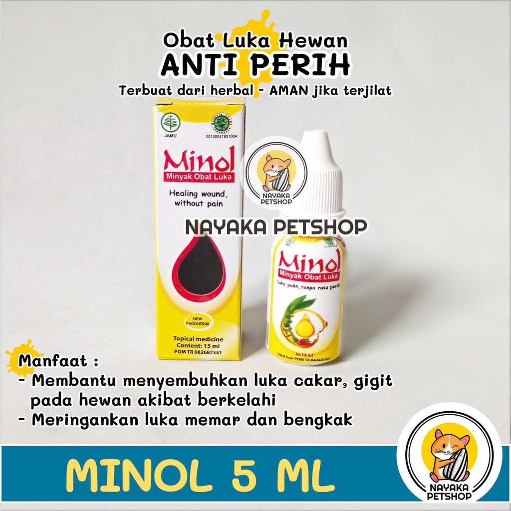 Minol 5 ml ANTI PERIH Obat Luka Hewan Obat Merah Hamster Kucing Kelinci Pengganti Betadine