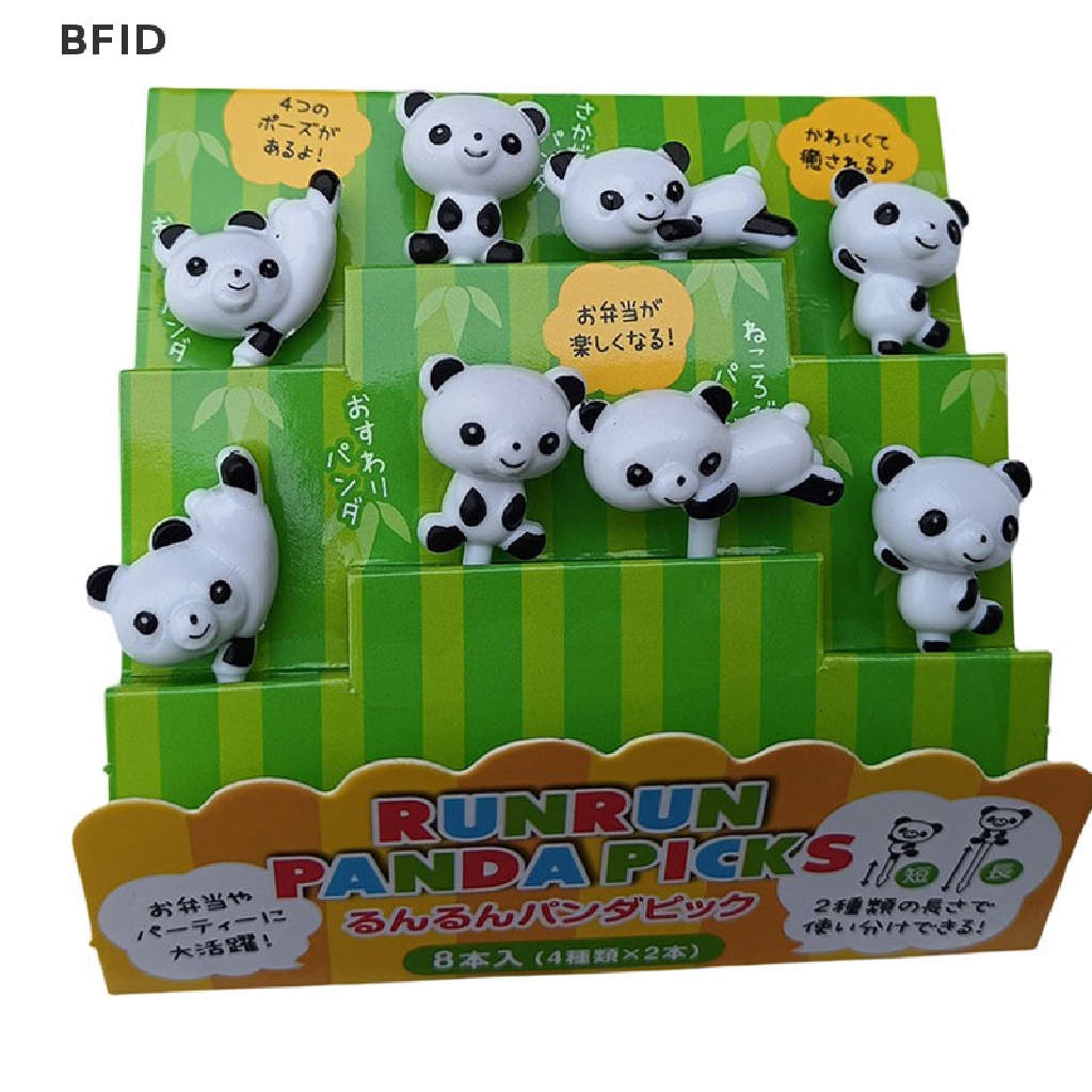 [BFID] 8pcs/set Lucu Kartun Panda Garpu Buah Anak Snack Dessert Picks Tookpick [ID]