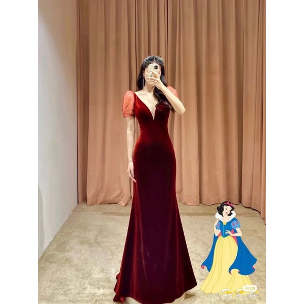 [ Chiobushop ] - Nira Bludru Velvet Gaun Party Bridesmaid Kondangan Pesta | Prewedd Wedding Dress | 