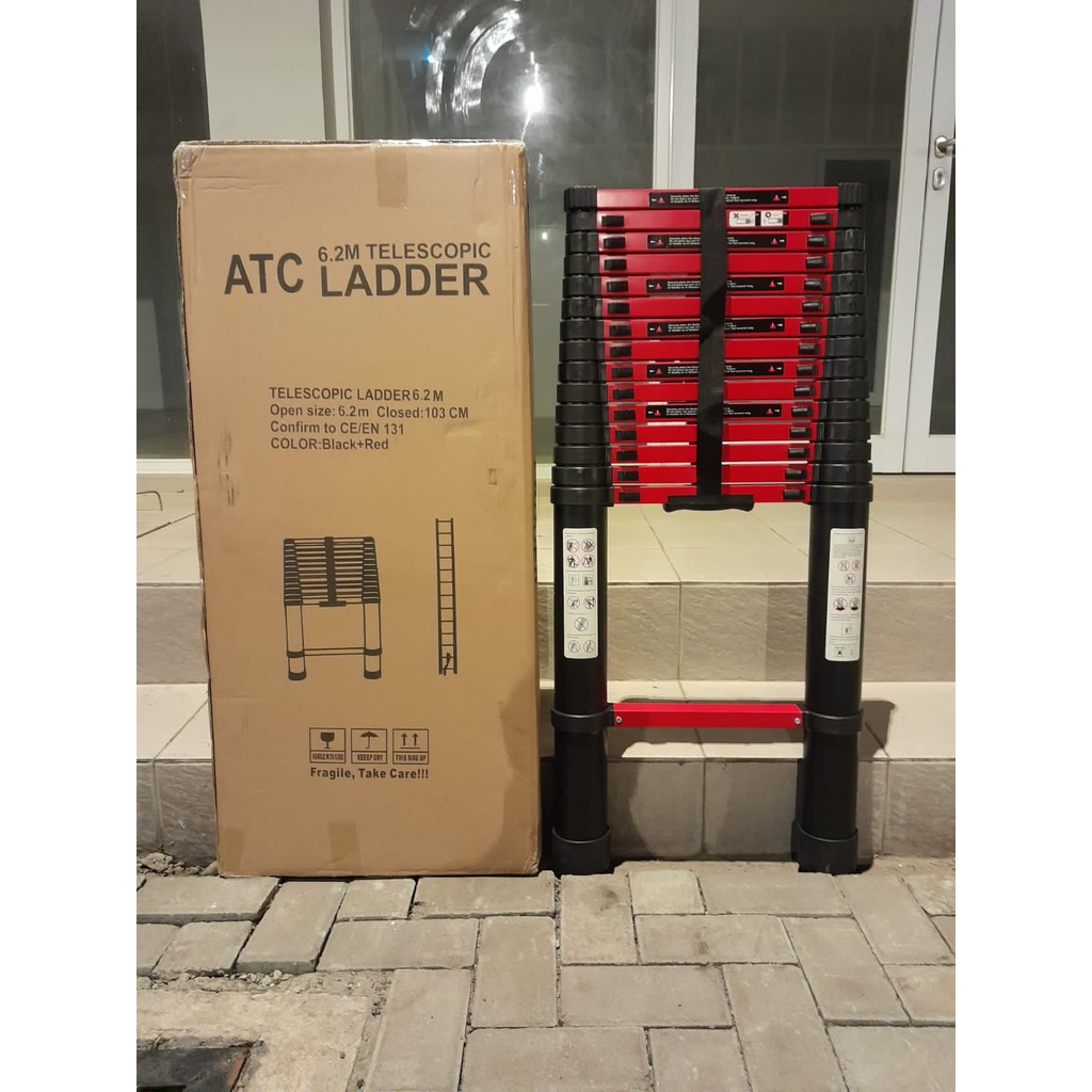 Tangga Lipat Aluminium Teleskopik 6.2M Single Telescopic Ladder 6.2M MERK ATC