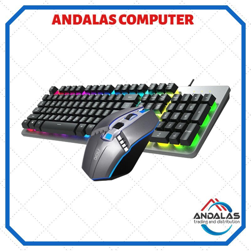 PAKET COMBO KEYBOARD MOUSE GAME Gaming AOC KM410 RGB LIGHTING WIRED KABEL USB