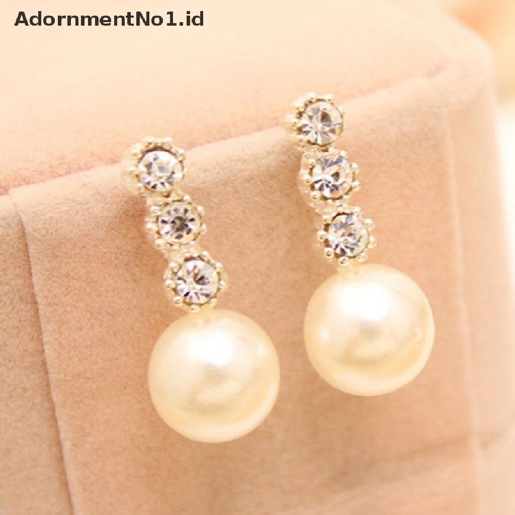 [AdornmentNo1] Mode Baru Wanita Lady Earring Elegan Mutiara Berlian Imitasi Ear Stud Earrings 1pasang [ID]