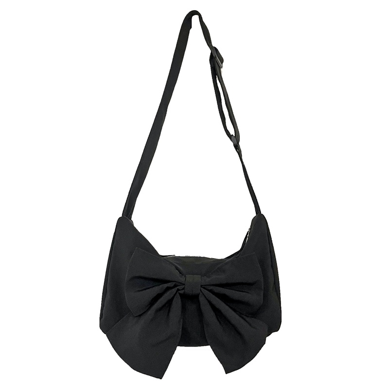 ┋☞Sera Suits Small Canvas Bag Black Bag Female 2022 New Crossbody Bag All-Match Student Class Bow Single