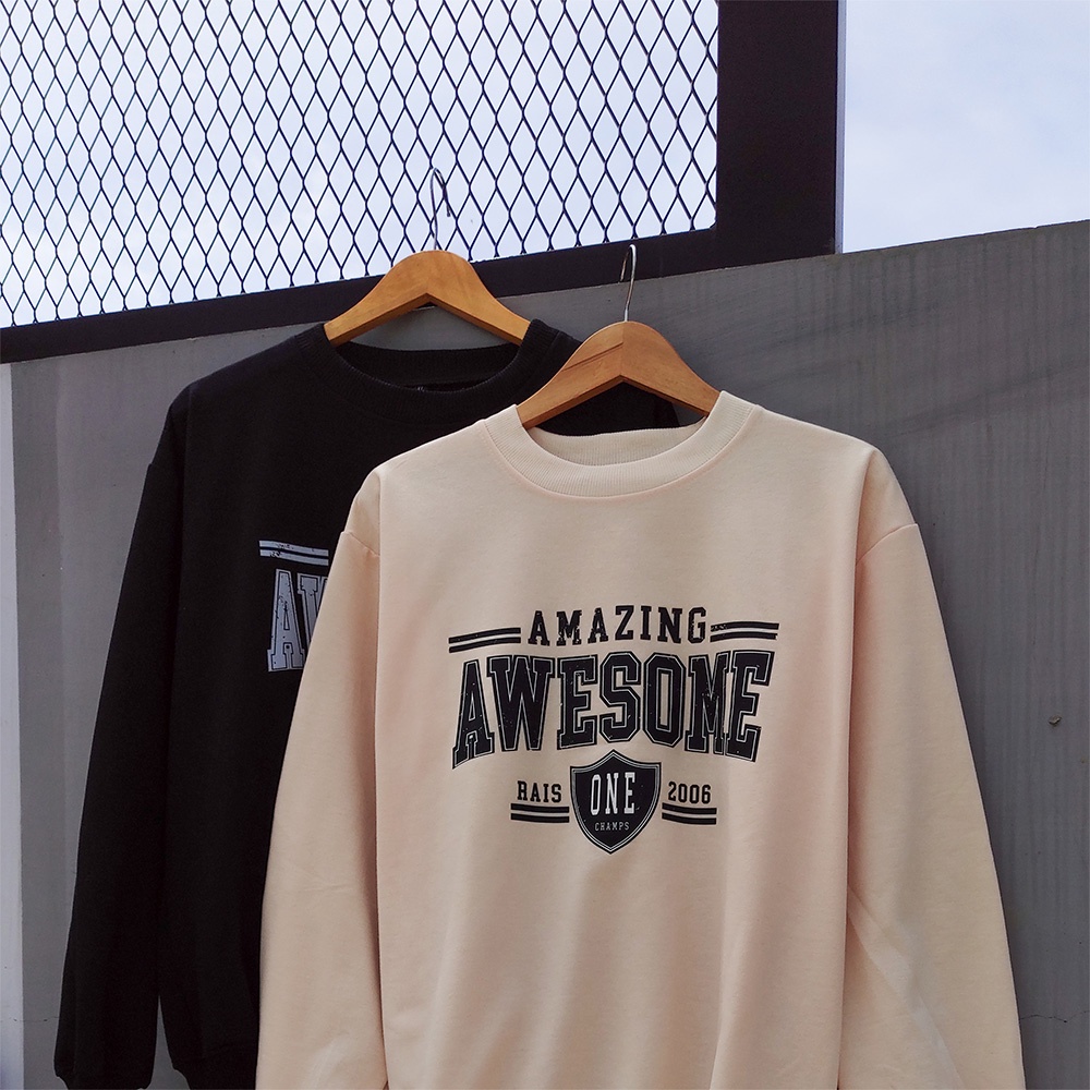 Sweater Oversize Awesome - Korean Style Sweatshirt Wanita Dan Pria