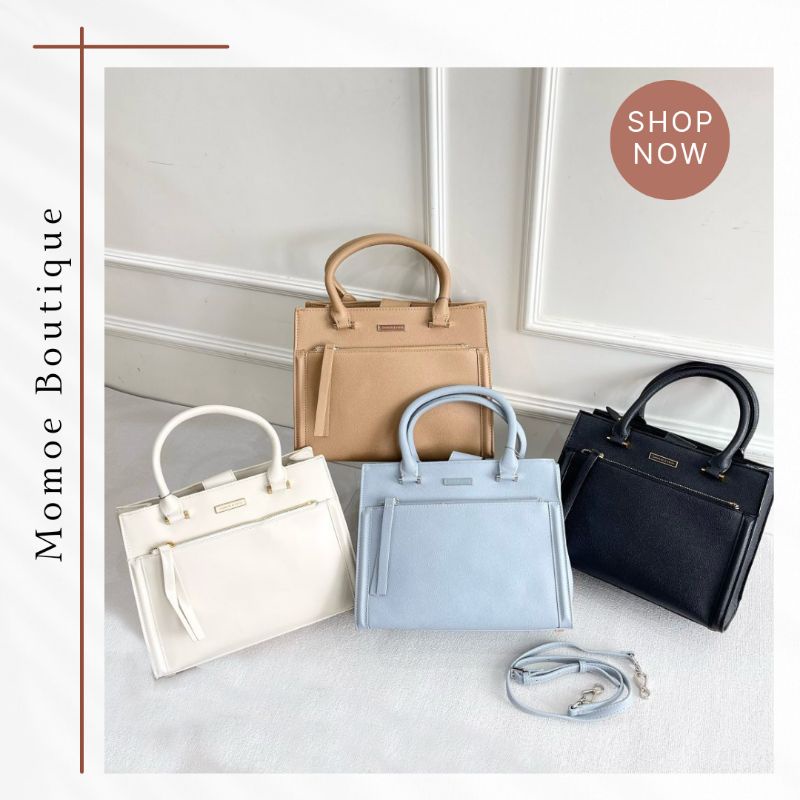 C1079 Tas Wanita Import Ori CK Front Zip Double Top Handle Bag