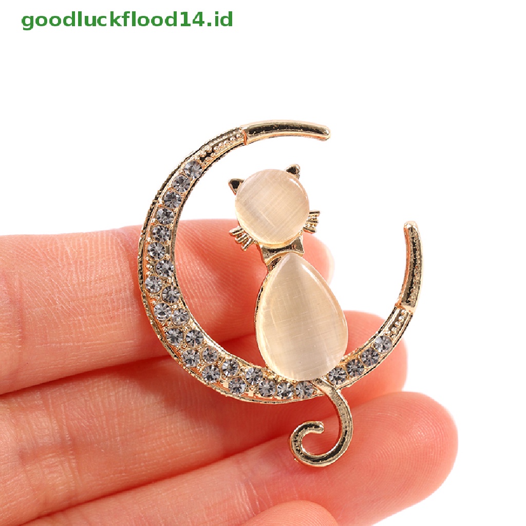 [GOOGFOUR] Bros Kucing Opal Berlian Imitasi Untuk Wanita Baroque Trendy Elegan Brooch Pin Hadiah [TOP]