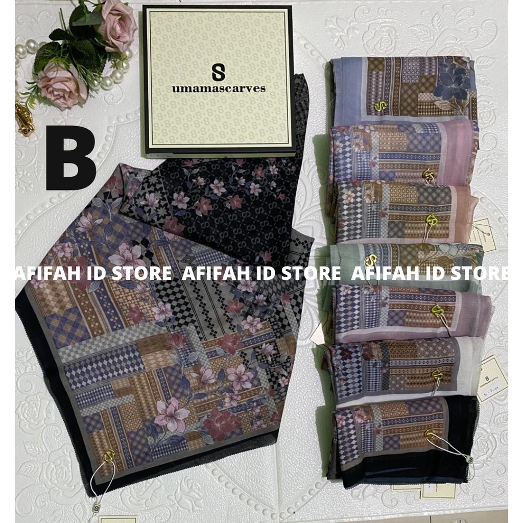 PT 2 AFIFAH ID STORE Umama Scarves Jilbab Segiempat Motif Umama, Kerudung Voal Motif Digital Premium (Original)