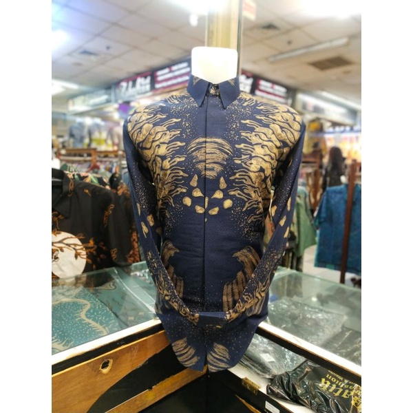 KEMEJA BATIK BIRU DONGKER BAHAN DOBY SOLO FURING HERO @BATIK_BERKAH_STORE