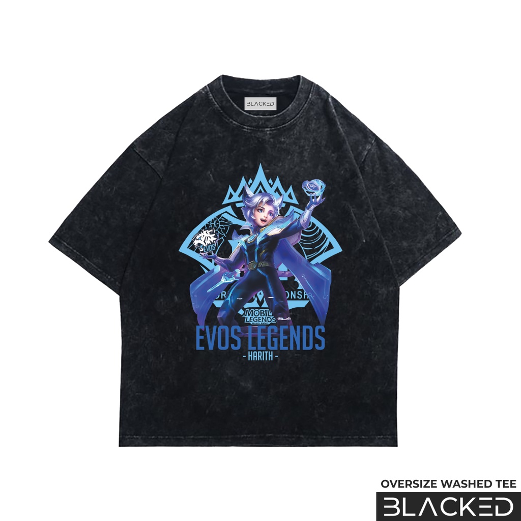 KAOS HARITH EVOS LEGENDS M1 OVERSIZE / STONEWASH / OVERSIZED WASHED TEES / BAJU OVER SIZE MOBILE LEG