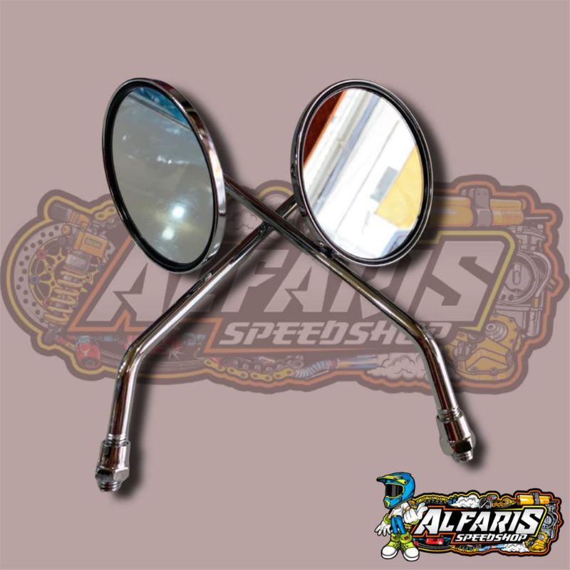 SPION BULAT RETRO CLASSIC FULL BESI CROME PNP UNTUK SEMUA MOTOR HONDA