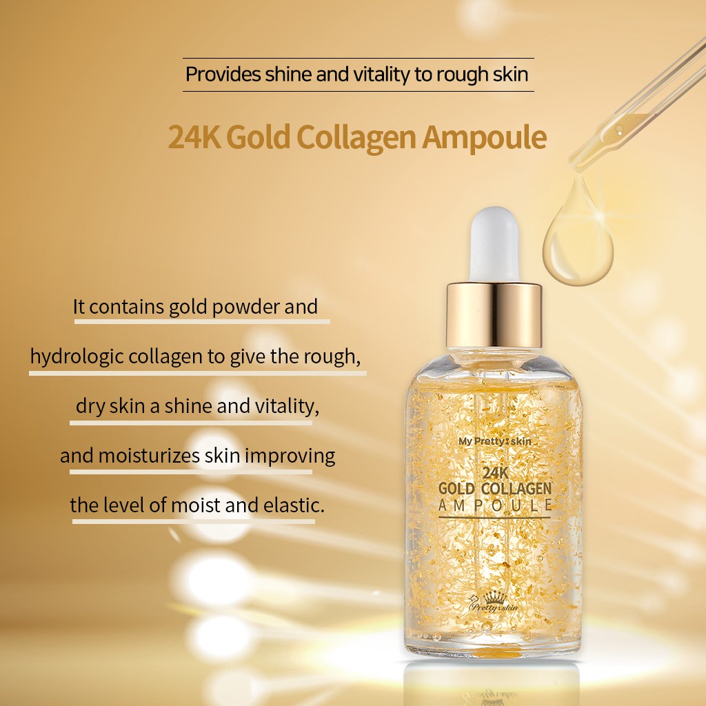 PRETTY SKIN 24K Gold Collagen Ampoule Moisturies Skin 50ml | Serum