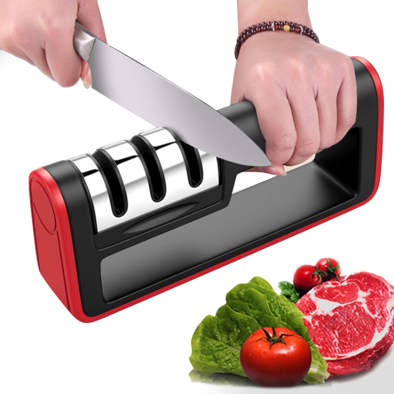 ღ 4in1 Pengasah Pisau Dapur Batu Asah Batu Asah Pisau Cepat Gerinda Tungsten Diamond Ceramic Alat Pengasah Pisau Dapur Aksesoris