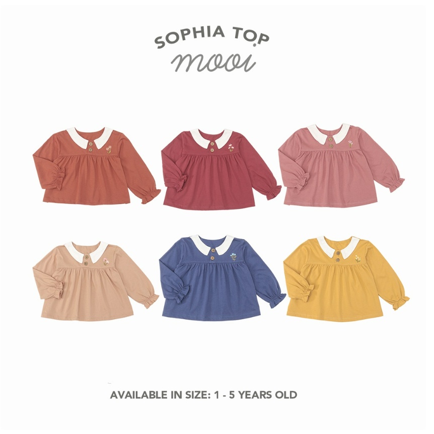 Mooi Sophia Top 1-5 Tahun Blouse Panjang Bordir Fashion Anak Perempuan Muslim Raya Lebaran CBKS