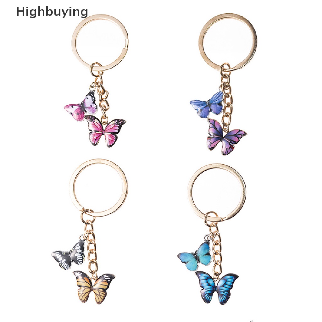 Hbid Double Butterfly Keychain Colorful Butterfly Key Chain Cincin Tas Liontin Perhiasan Glory