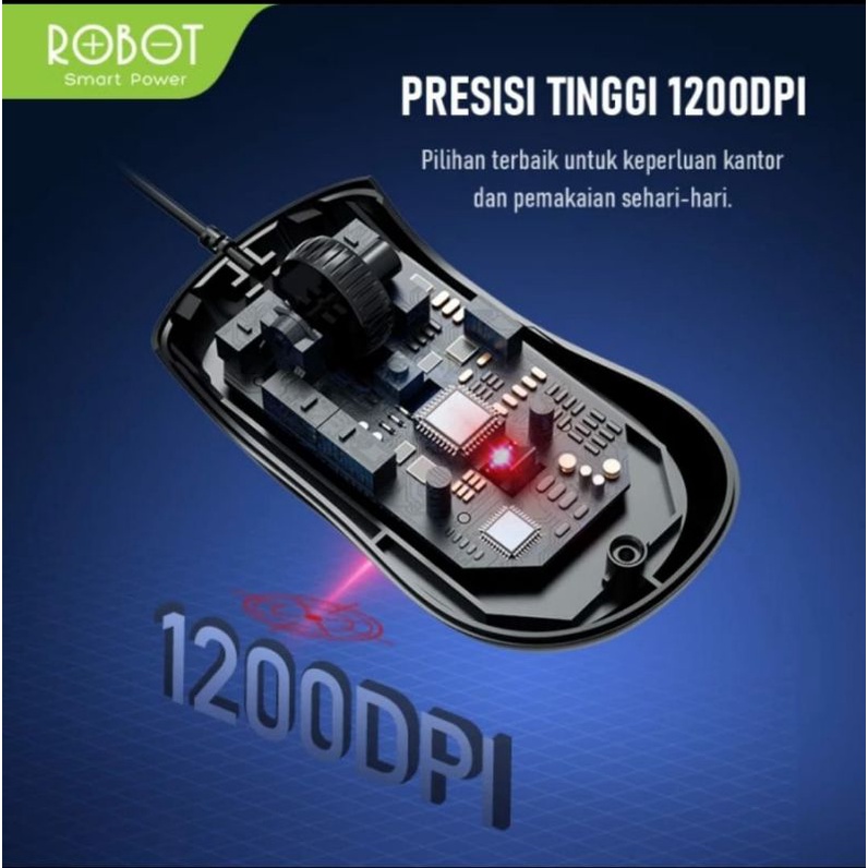 [COD] MOUSE ROBOT M100 1200DPI ORIGINAL / MOUSE USB KABEL UNTUK LAPTOP KOMPUTER