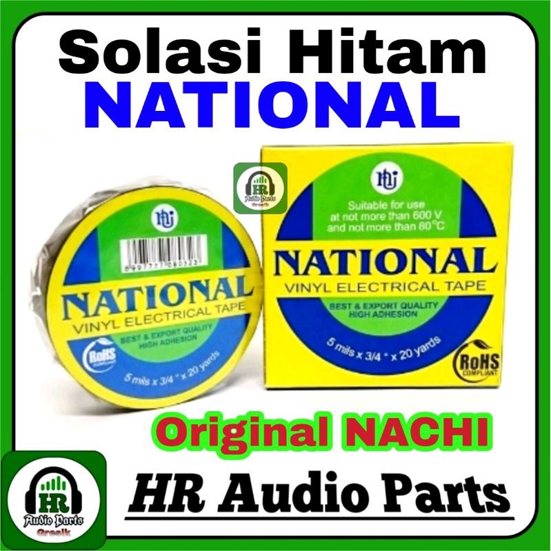 Solasi Hitam Isolasi National Vinyl Electrical Tape Original Nachi 20Y