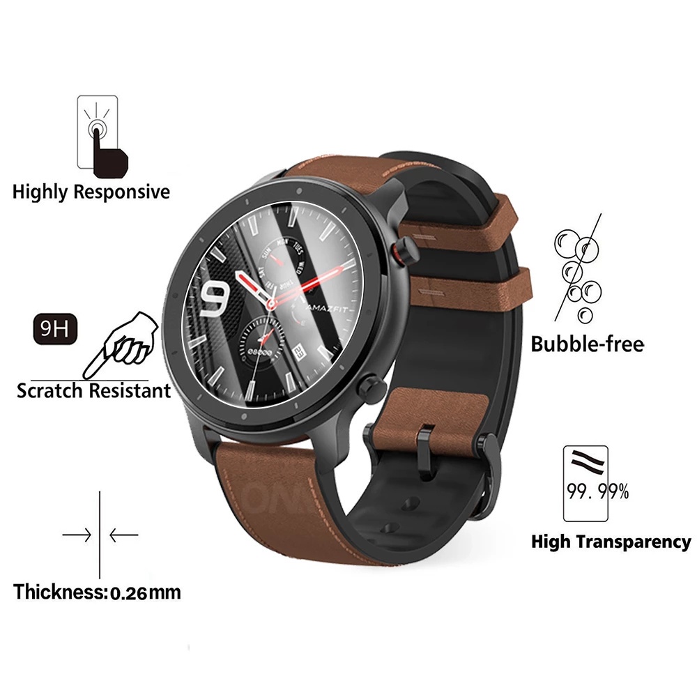 [Harga Grosir]Pelindung Layar Tempered Glass Anti Jatuh / Sidik Jari Untuk Smartwatch Huami Amazfit GTR 4