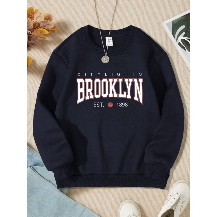 Sweatshirt Basic BROOKLYN est 1898  II Sweater Crewneck Print DTF II Size M - XL Anak &amp; Dewasa ( Pria &amp; Wanita )