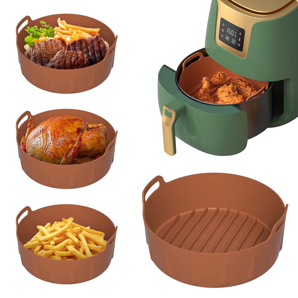 AVVET Air Fryer Pot Silicon Anti Lengket 16cm Alas Airfryer Wadah Baking Sililon Tahan Minyak Reuseable Murah