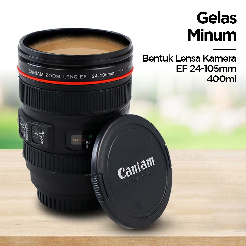 Gelas Minum Bentuk Lensa Kamera EF 24-105mm - 400ml - OMHAS5BK Black