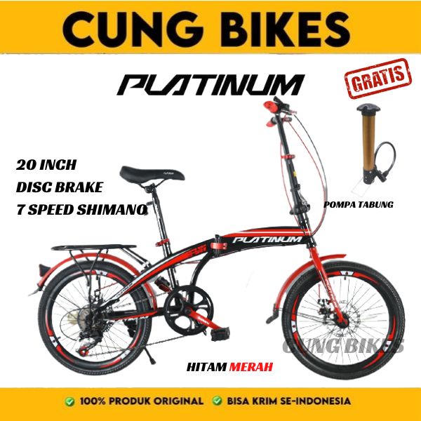 SEPEDA LIPAT 20 Inch PLATINUM 7 SPEED Velg Tinggi design Italy