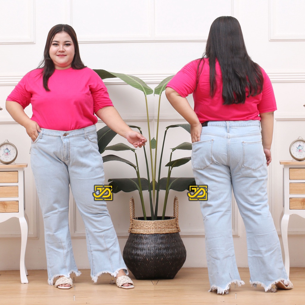 Jumbo Highwaist Cutbray Rawis Rumbai Jeans Big Size 27-42