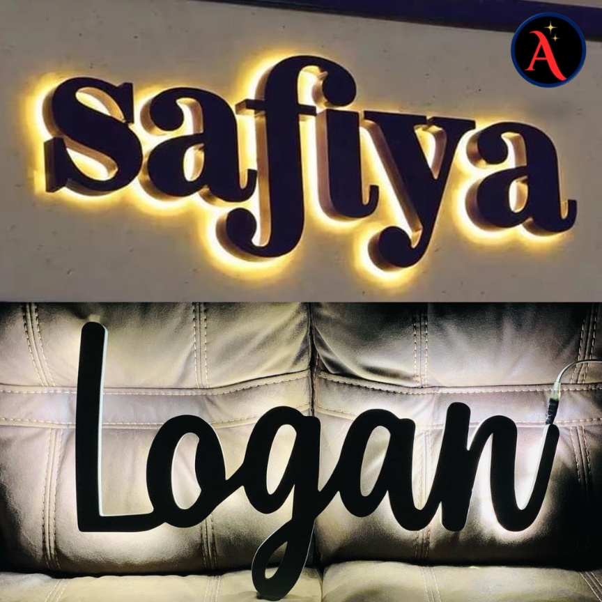 ( PER HURUF) HURUF KAYU TIMBUL AESTHETIC LED KAYU CUSTOM / PAPAN NAMA / CUSTOM NAMA