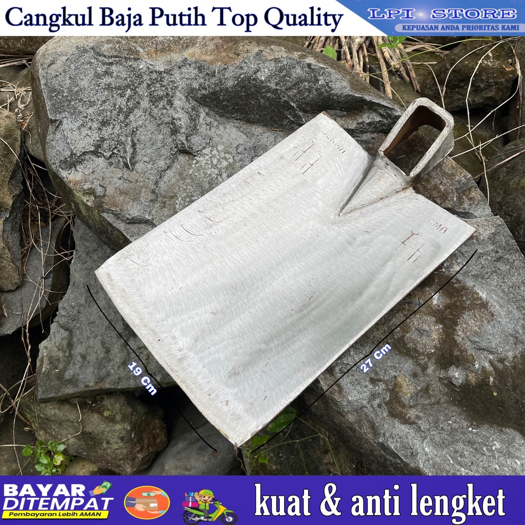 Ukuran Jumbo Cangkul Pacul Bilah Baja - Putih Asli Supet Tajam Pacul Sawah Model Blitar Jawa Timur C