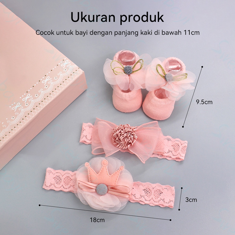 Sweetybayi Kaos kaki bandana set bayi newborn bayi Kaus kaki bunga bando bayi perempuan 0-1 tahun