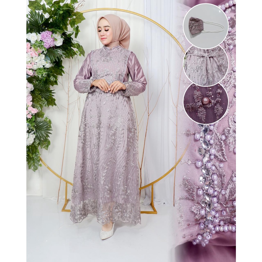 Gamis brokat jumbo Gamis pesta Gamis akad pernikahan wisuda lamaran SIZE M L XL XXL