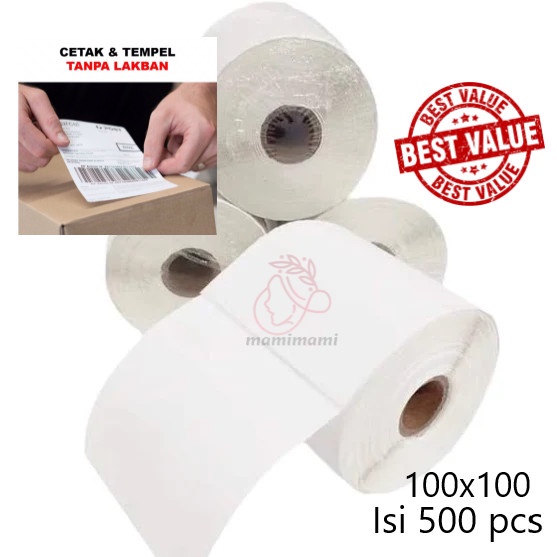 

Buruan serbu] Kertas Label Printer Barcode Thermal 100x100 mm 10x10 Cm Sticker 500pc