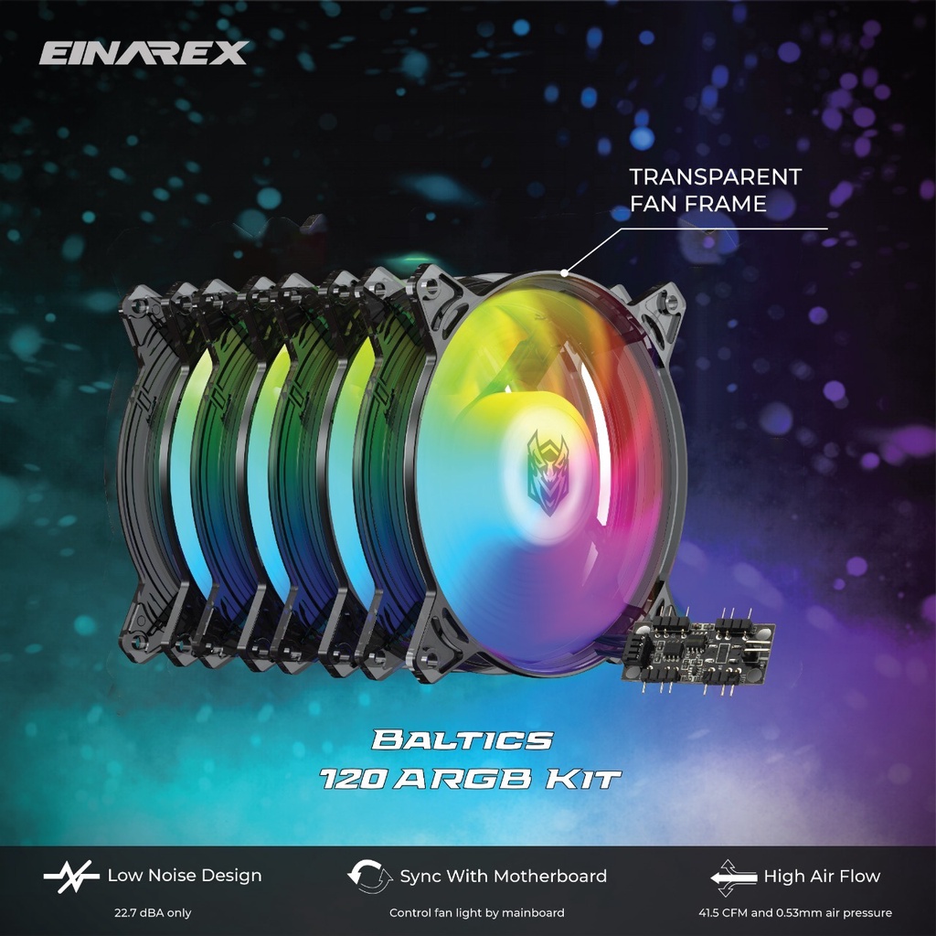 Fan Case EINAREX BALTIC ARGB KIT 4in1 ( 4x Fan 12cm aRGB + Hub)