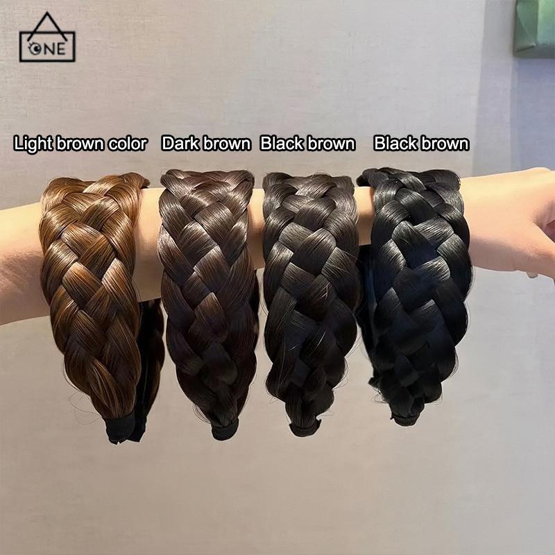 COD❤️Ikat Kepala Wig Kepang Bertepi Lebar ikat kepala Kepang Fishbone Menebal Kepang Twist yang Menebal Cuci Muka Ikat Rambut Wanita-A.one