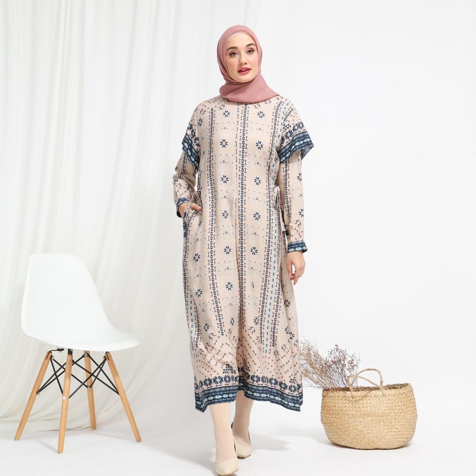 Lalucuku Model Baju Wanita Dress/ Gamis Sabrina Homey Catton Rayon ‑ LK.19Ja23e