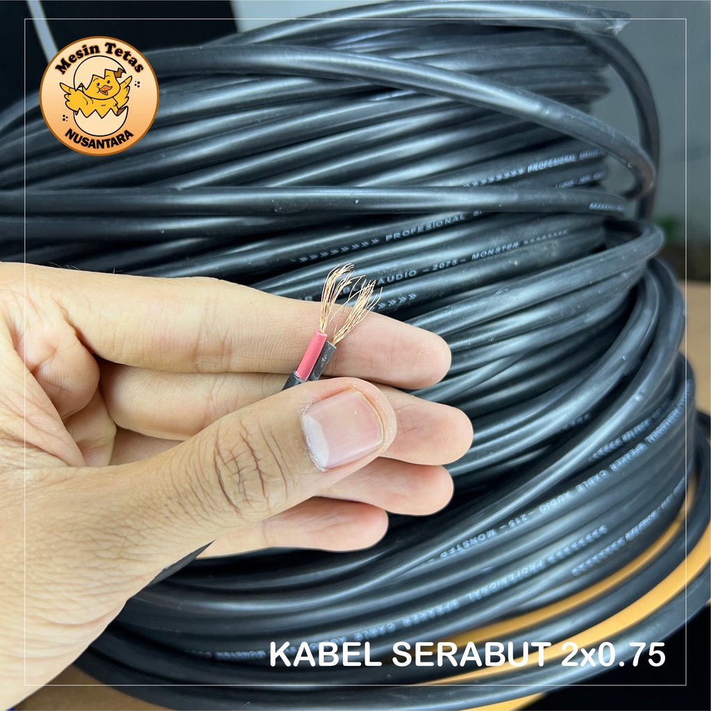 Kabel Listrik 2 x 0.75 per Meter Hitam