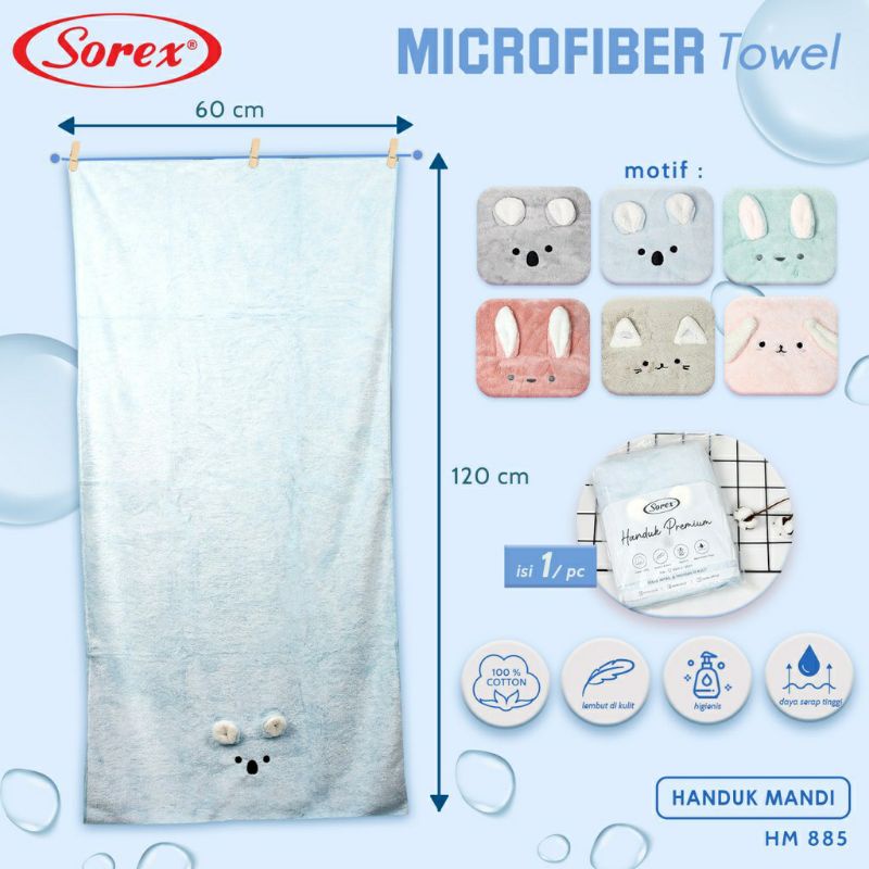Sorex Handuk Bayi Kuping | Polos Sorex Super Soft Jumbo 140x70cm HM906 | HM885 Microfiber Tebal Towel Animal Lembut