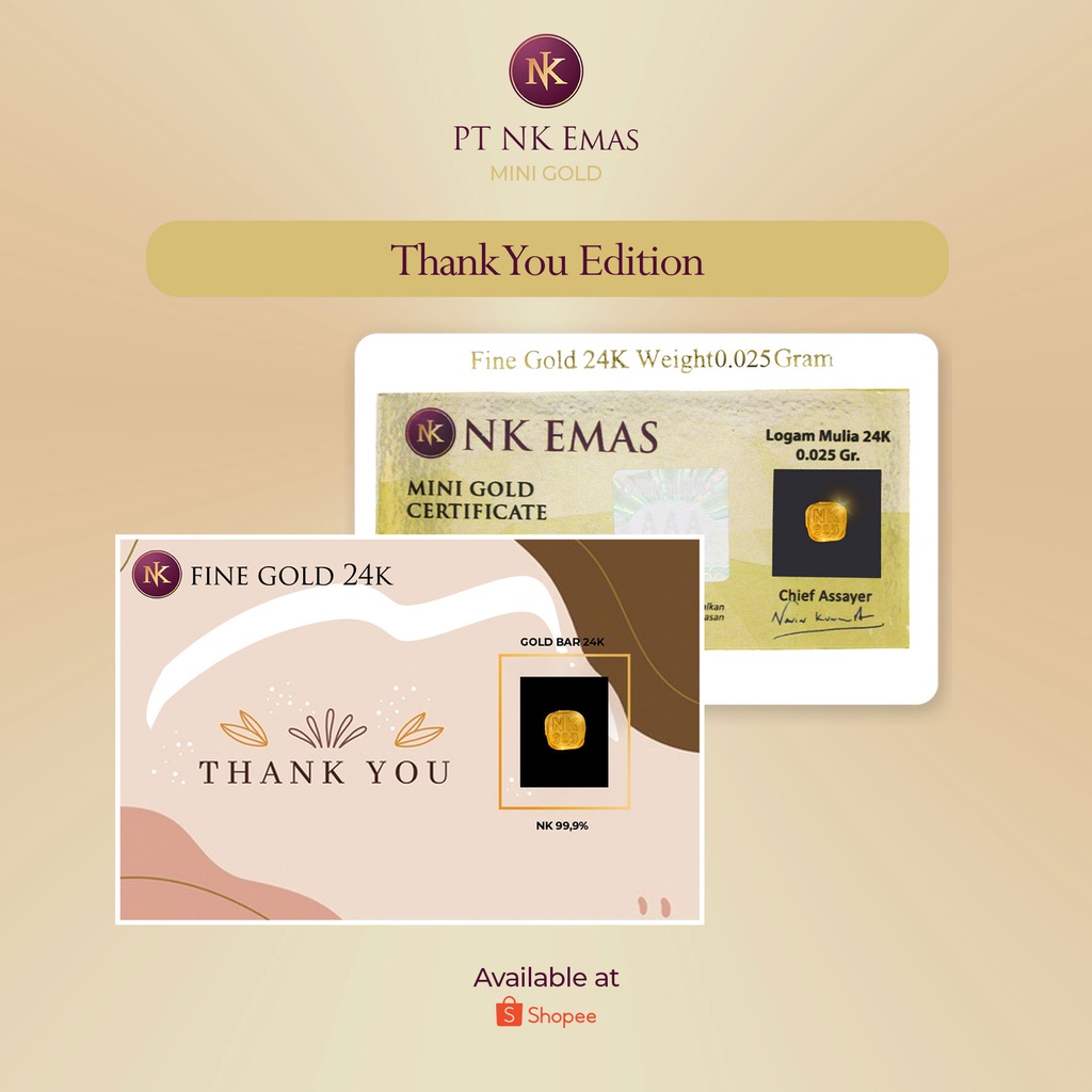 25 Pcs NK Mini Gold 0.025 Gram (Thank You Envelope Edition) B