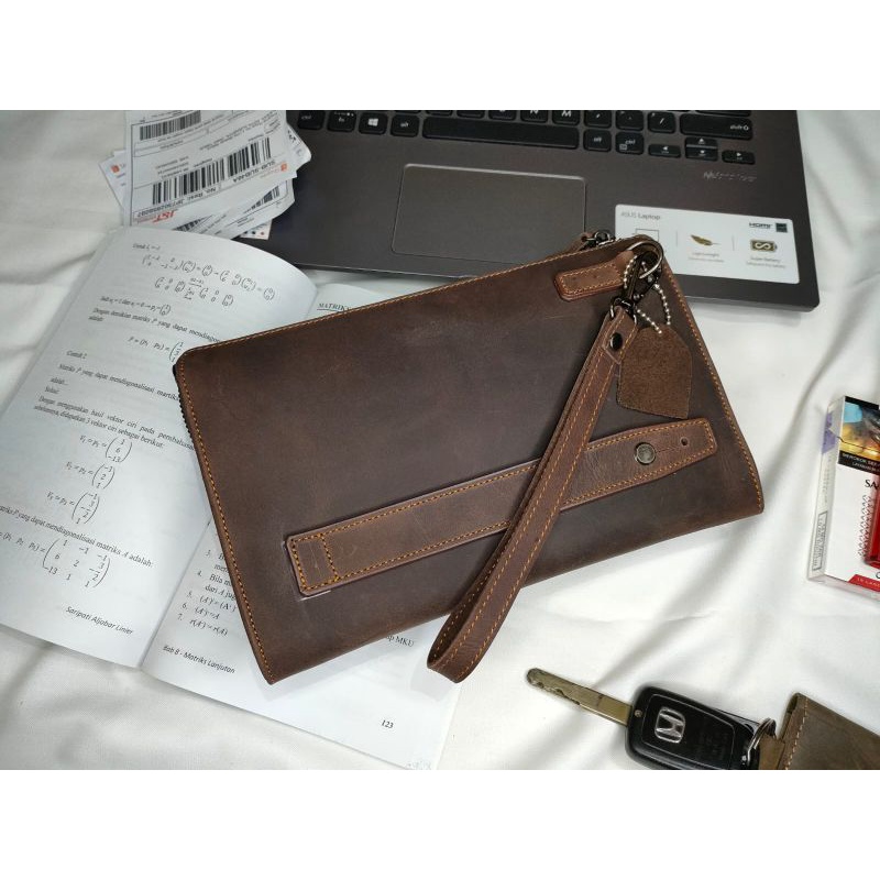 Cluth Handbag Kulit sapi asli free tambah nama dan logo