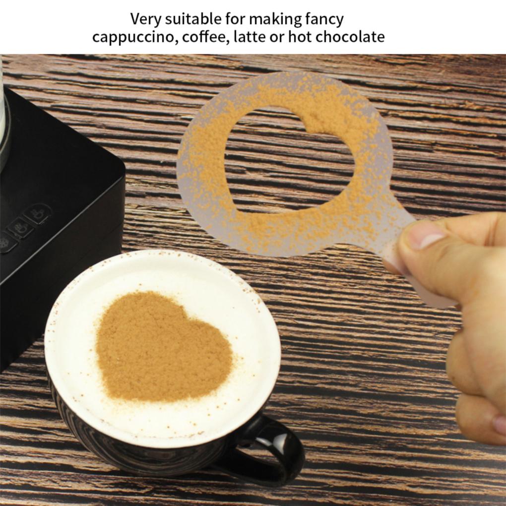 8 Pcs Cappuccino Kopi Stensil Cafe Busa Template Spray Latte Art DIY Cetakan