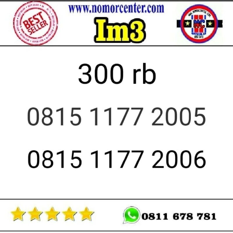 Nomor Cantik Indosat 4g dobel aa 1177 seri tahun triple 222 333