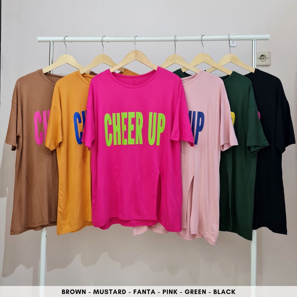 4743 cheerup slit oversize t-shirt kaos spandex