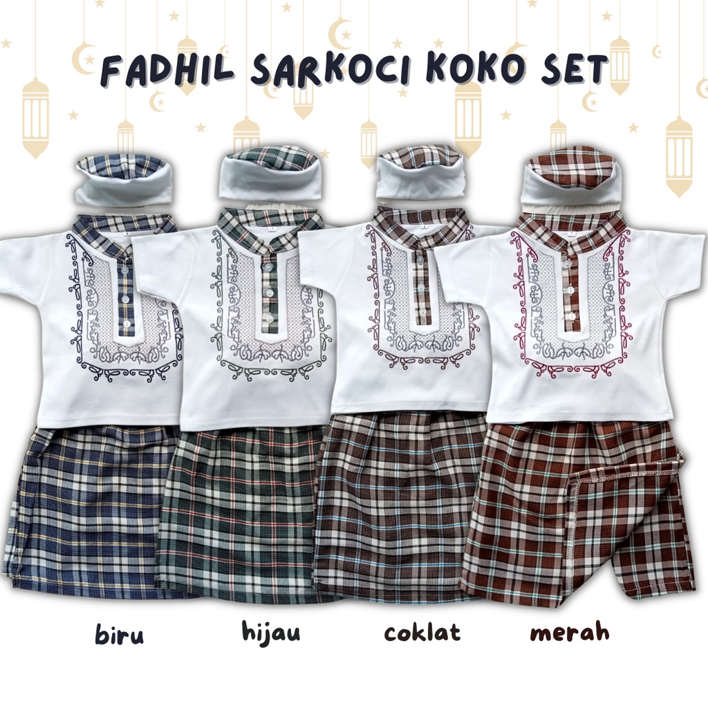 baju koko anak laki laki newborn bayi balita 0-12 bulan sarkoci anak bayi laki laki FADHIL  SARKOCI SET