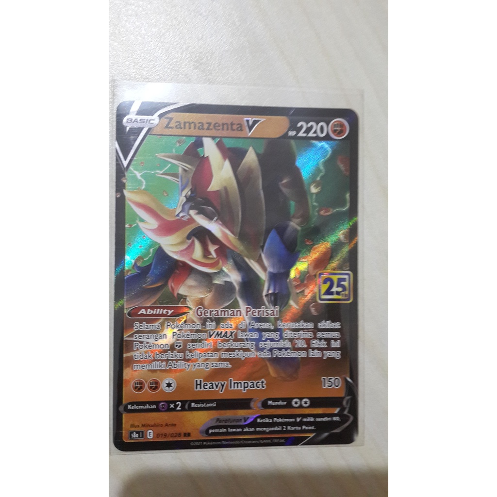 POKEMON TCG INDONESIA ZAMAZENTA V RR 25TH ANNIVERSARY S8A 019/028