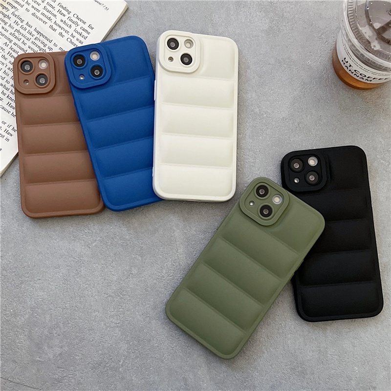 IPHONE The Puffer Luxury Down Jacket Phone Case Untuk Iphone13 12 11 Pro X XR XS Max Lembut Warna Solid Silikon Cover Case