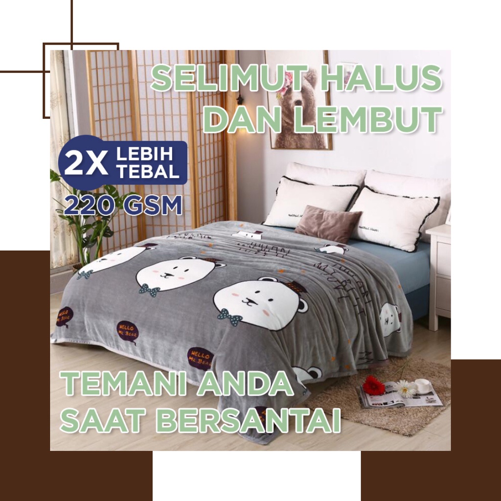 Goto Cuddle Blanket Selimut Dewasa Bulu Tebal Lembut Halus Karakter
