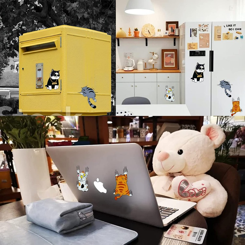 Tiga Kucing Panjat Hewan Styling Stiker Lucu Kucing Scratch Cover Mobil Decals Body Mobil Kreatif Decals Kartun Kucing Stiker Laptop Botol Air Mobil Dekorasi Bumper Decal