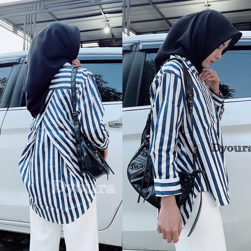 Kemeja cantik import/kemeja cewek lengan panjang/kemeja warna/kemeja salur/kemeja wanita