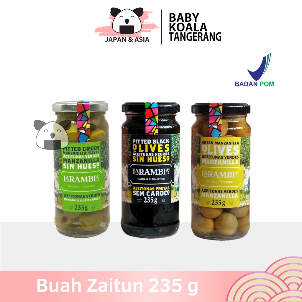 

LA RAMBLA Olives Green Black Buah Zaitun Hijau Hitam 235 g Halal │ Import Spanyollll...