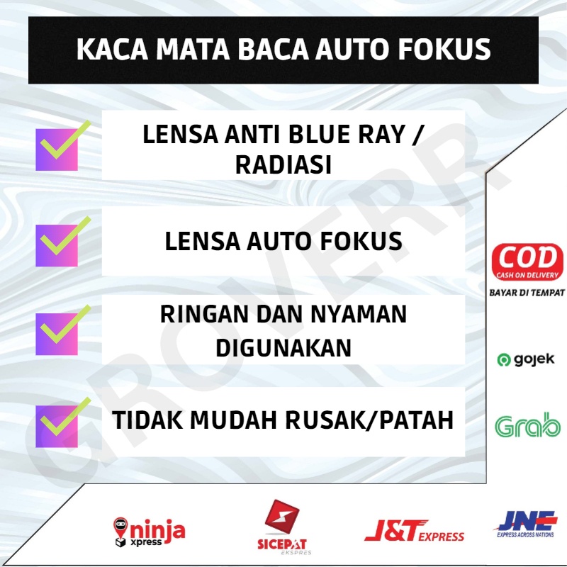 Kacamata Baca Super Auto Fokus Plus Anti Radiasi Blueray Blue Light Kaca Mata Rabun Dekat Presbiopia Frame Rimles Original Unisex Pria Wanita